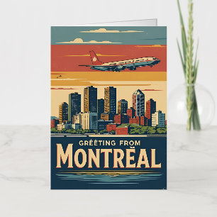 Montreal Canada Retro Vintage Skyline  Foil Greeting Card