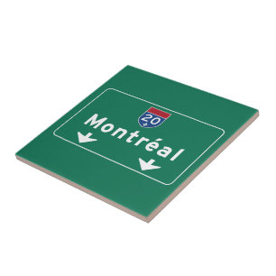 Montreal, Canada Road Sign Ceramic Tile