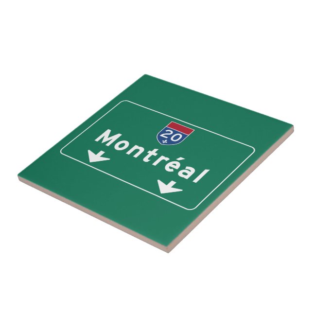 Montreal, Canada Road Sign Ceramic Tile (Side)