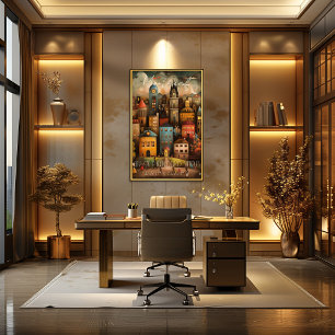 Montreal: City of a Hundred Steeples, Whimsical Ar Poster