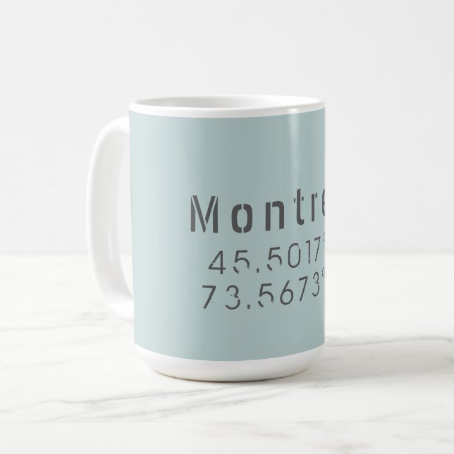 Montreal Latitude & Longitude Coffee Mug (Front Left)