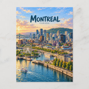 Montreal Painterly Travel Art Postcard