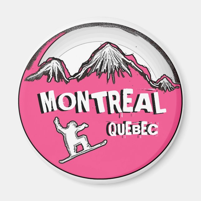 Montreal Quebec Canada pink snowboarder magnet (Front)