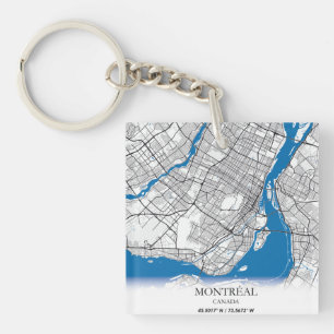 Montreal Quebec Canada Travel City Map Modern Key Ring