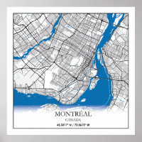 Montreal Quebec Canada Travel City Map Modern