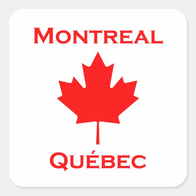 Montreal Quebec Maple Leaf Square Sticker (Front)
