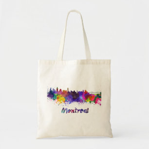 Montreal skyline in watercolor tote bag
