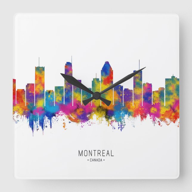Montreal Skyline Square Wall Clock (Front)