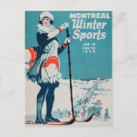 Montreal winter sports vintage poster Skiing 1924