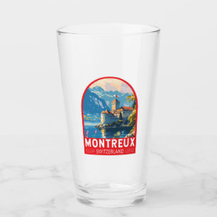 Montreux Switzerland Travel Art Vintage Glass