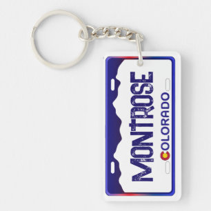 Montrose Colorado blue license plate keychain