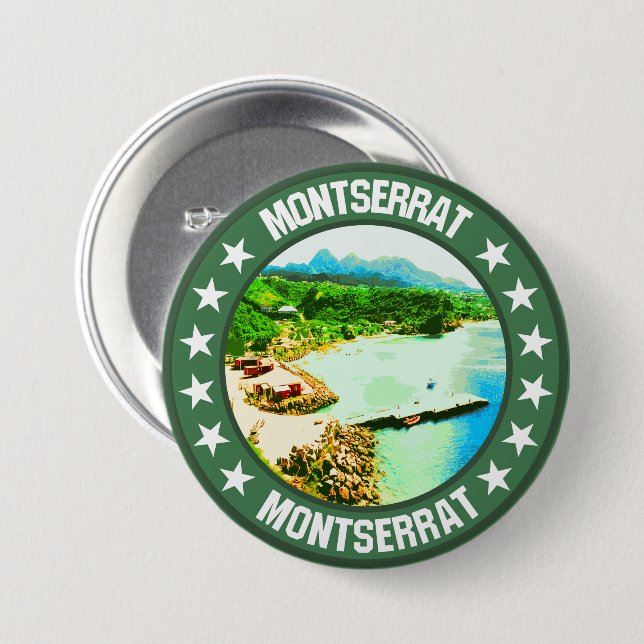 Montserrat                                         7.5 cm round badge (Front & Back)