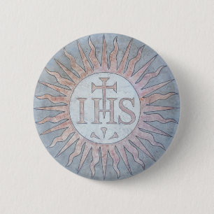 Montserrat Jesuit IHS Christogram Emblem 6 Cm Round Badge