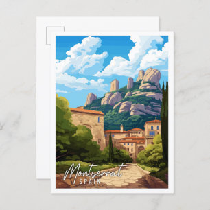 Montserrat Spain vintage travel illustration Postcard