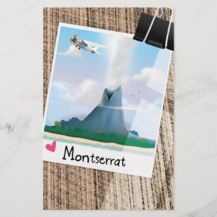 Montserrat Volcano vacation poster. Stationery