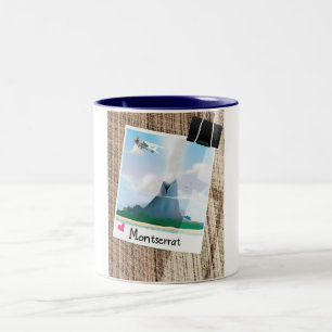 Montserrat Volcano vacation poster. Two-Tone Coffee Mug