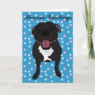 Monty the Staffordshire bull terrier Holiday Card