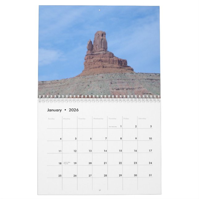 Monument Valley 12 month Calendar (Jan 2026)