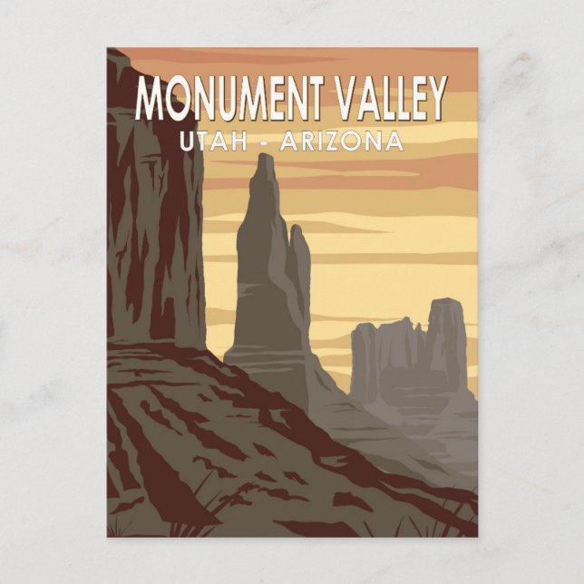 Monument Valley Arizona Utah Vintage Postcard (Front)
