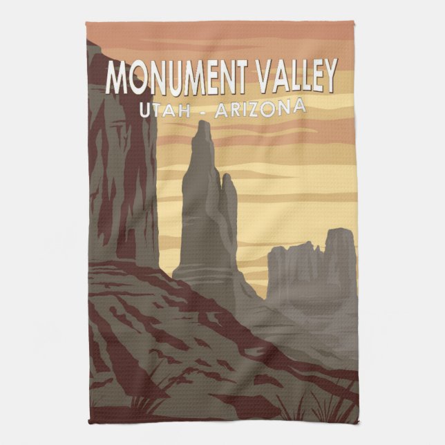 Monument Valley Arizona Utah Vintage Tea Towel (Vertical)