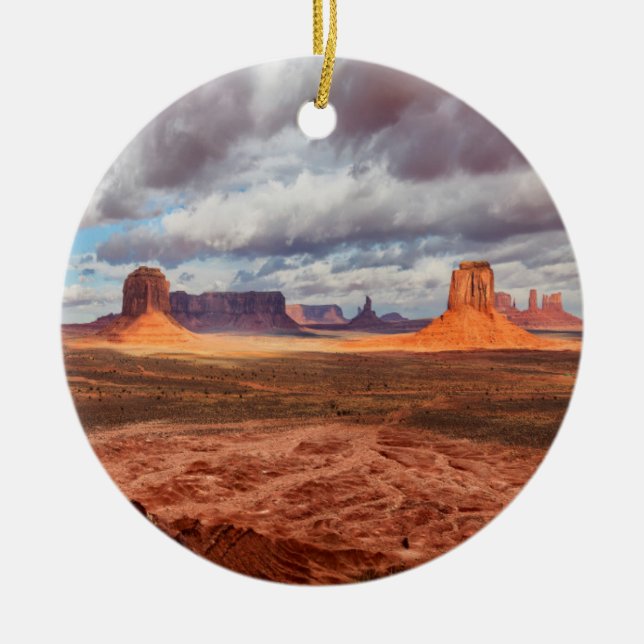 Monument valley landscape, AZ Ceramic Tree Decoration (Front)