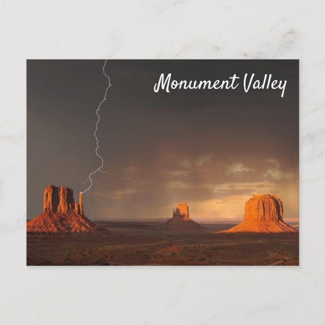 Monument Valley Lightning Strike Arizona Postcard (Front)