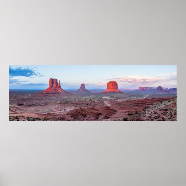 Monument Valley Sunset Panorama Poster (Front)