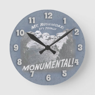 Monumental Mount Rushmore Saying Round Clock