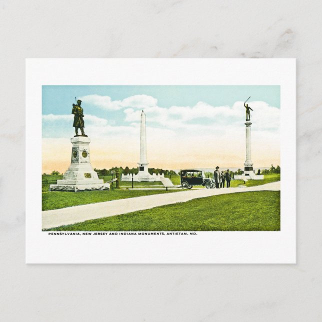 Monuments at Antietam, Maryland Postcard (Front)
