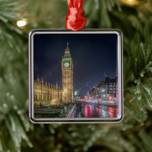 Monuments   Big Ben at Night Metal Ornament