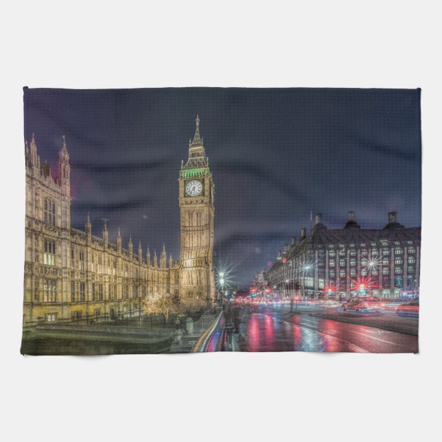 Monuments | Big Ben at Night Tea Towel (Horizontal)