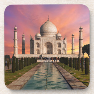 Monuments Colourful View of the Taj Mahal Coaster