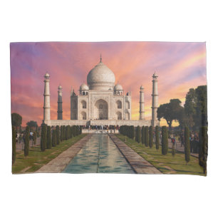 Monuments Colourful View of the Taj Mahal Pillowcase