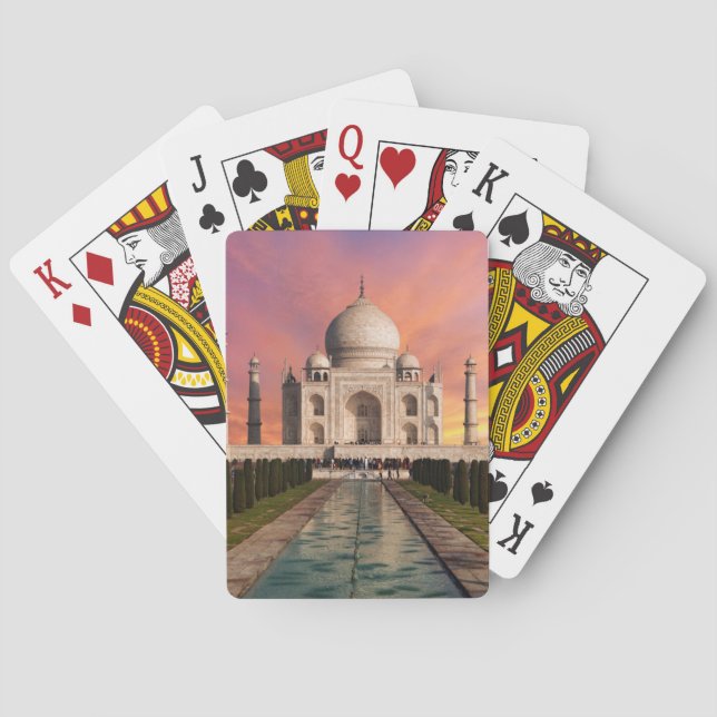 Monuments | Colourful View of the Taj Mahal Playing Cards (Back)