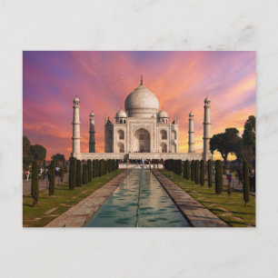 Monuments Colourful View of the Taj Mahal Postcard