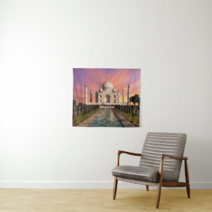 Monuments   Colourful View of the Taj Mahal Tapestry