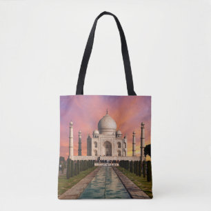 Monuments Colourful View of the Taj Mahal Tote Bag
