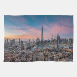 Monuments   Dubai Cityscape Tea Towel