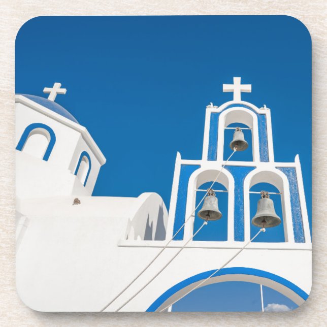Monuments | Greek Blue Dome Church Coaster (Front)