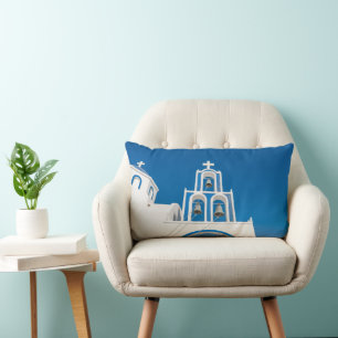 Monuments   Greek Blue Dome Church Lumbar Cushion