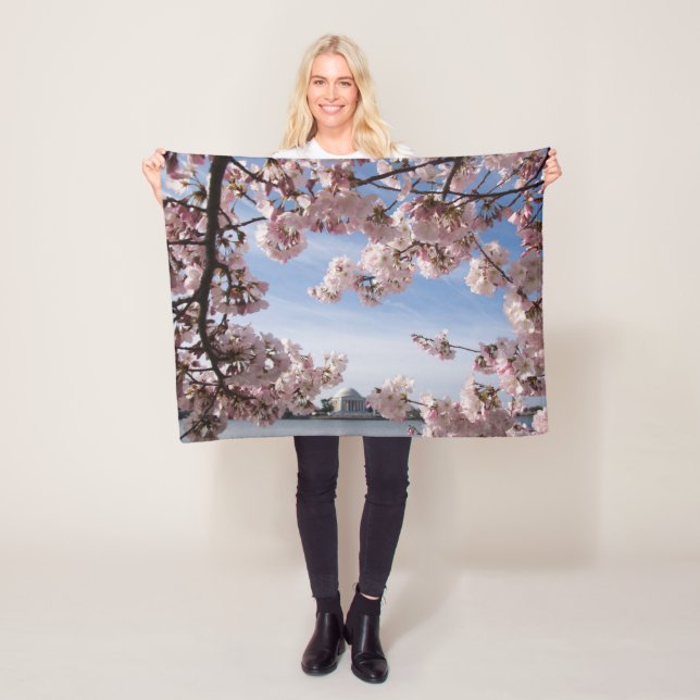 Monuments | Jefferson Memorial Cherry Blossoms Fleece Blanket (In Situ)