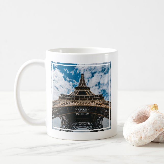 Monuments | Looking Up at the Eiffel Tower Coffee Mug (With Donut)