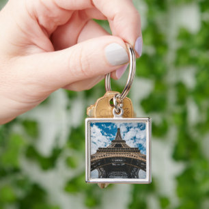 Monuments Looking Up at the Eiffel Tower Key Ring