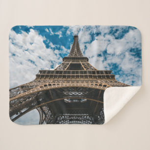Monuments Looking Up at the Eiffel Tower Sherpa Blanket
