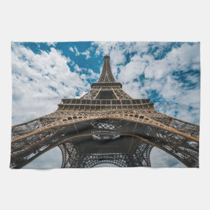Monuments   Looking Up at the Eiffel Tower Tea Towel