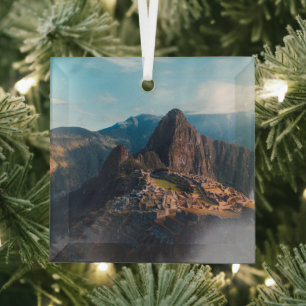 Monuments Machu Picchu, Peru Glass Tree Decoration