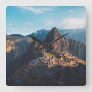 Monuments   Machu Picchu, Peru Square Wall Clock