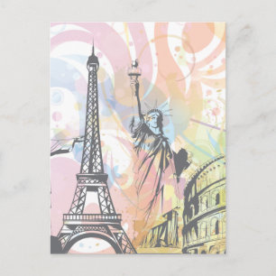 Monuments of the world postcard