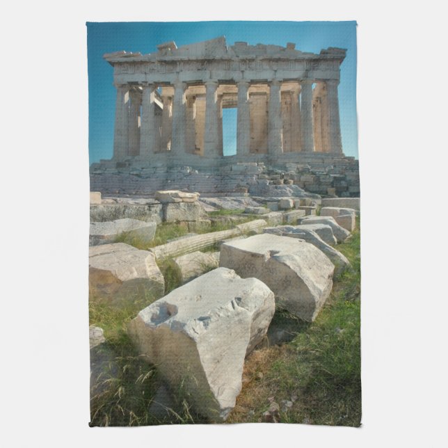 Monuments | Parthenon Athens, Greece Tea Towel (Vertical)