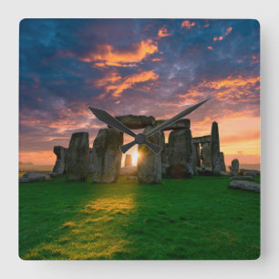 Monuments   Stonhenge, England Square Wall Clock
